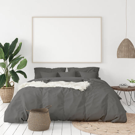 Balmain 1000 Thread Count Hotel Grade Bamboo Cotton Quilt Cover Pillowcases Set - King - Pewter Bedding Kings Warehouse 