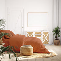 Balmain 1000 Thread Count Hotel Grade Bamboo Cotton Quilt Cover Pillowcases Set - Queen - Cinnamon Bedding Kings Warehouse 