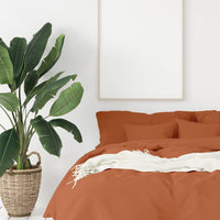 Balmain 1000 Thread Count Hotel Grade Bamboo Cotton Quilt Cover Pillowcases Set - Queen - Cinnamon Bedding Kings Warehouse 