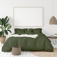 Balmain 1000 Thread Count Hotel Grade Bamboo Cotton Quilt Cover Pillowcases Set - Queen - Olive Bedding Kings Warehouse 