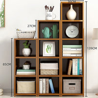 Bamboo Adjustable Shelf Bookcase Display Storage Rack Stand Livingroom Bedroom Set living room Kings Warehouse 