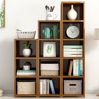 Bamboo Adjustable Shelf Bookcase Display Storage Rack Stand Livingroom Bedroom Set living room Kings Warehouse 