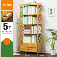 Bamboo Bookshelf Storage Rack Shelf Stand Bookcase Holder Display Drawers living room Kings Warehouse 