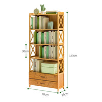 Bamboo Bookshelf Storage Rack Shelf Stand Bookcase Holder Display Drawers living room Kings Warehouse 