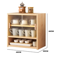Bamboo Dustproof Cup Storage Cabinet with Sliding Acrylic Door Kings Warehouse 
