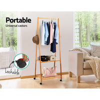 Bamboo Hanger Stand Wooden Clothes Rack Display Shelf bedroom furniture Kings Warehouse 
