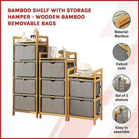 Bamboo Shelf with Storage Hamper - Wooden Bamboo Removable Bags Furniture KingsWarehouse 