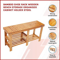 Bamboo Shoe Rack Wooden Bench Storage Organiser Cabinet Holder Stool Kings Warehouse 