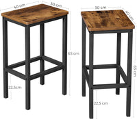 Bar Set Stools of 2 Bar Chairs, Rustic Brown Bar Stools Kings Warehouse 