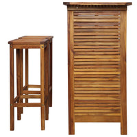 Bar Table and Chair Set 3 Pieces Solid Acacia Wood Kings Warehouse 