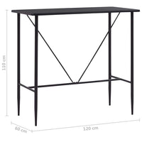 Bar Table Black 120x60x110 cm MDF Kings Warehouse 