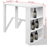 Bar Table MDF with Wine Rack High Gloss White Kings Warehouse 