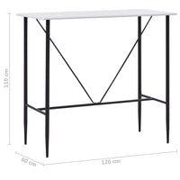 Bar Table White 120x60x110 cm MDF Kings Warehouse 
