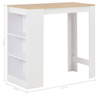 Bar Table with Shelf White 110x50x103 cm Kings Warehouse 