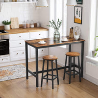 Bar Table with Solid Metal Frame and Wood Look, 120 x 60 x 90 cm dining Kings Warehouse 