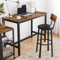 Bar Table with Solid Metal Frame and Wood Look, 120 x 60 x 90 cm dining Kings Warehouse 