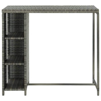 Bar Table with Storage Rack Grey 120x60x110 cm Poly Rattan Kings Warehouse 