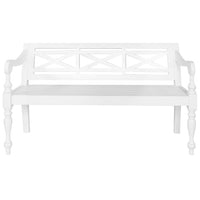 Batavia Bench 123 cm Solid Mahogany Wood White Kings Warehouse 