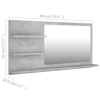 Bathroom Mirror Concrete Grey 90x10.5x45 cm Kings Warehouse 