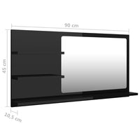 Bathroom Mirror High Gloss Black 90x10.5x45 cm Kings Warehouse 
