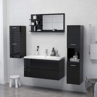 Bathroom Mirror High Gloss Black 90x10.5x45 cm Kings Warehouse 
