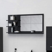Bathroom Mirror High Gloss Black 90x10.5x45 cm