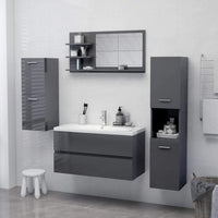 Bathroom Mirror High Gloss Grey 90x10.5x45 cm Kings Warehouse 