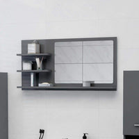 Bathroom Mirror High Gloss Grey 90x10.5x45 cm