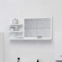 Bathroom Mirror High Gloss White 90x10.5x45 cm