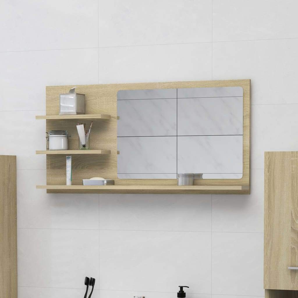Bathroom Mirror Sonoma Oak 90x10.5x45 cm Kings Warehouse 
