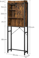 Bathroom Organiser Rack with Small Cabinet Steel Frame 64 x 24 x 171 cm Rustic Brown and Black Kings Warehouse 