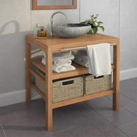 Bathroom Vanity Cabinet with 2 Baskets Solid Teak 74x45x75 cm Kings Warehouse 