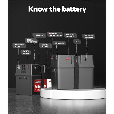 Battery Box 500W Inverter Deep Cycle Battery Portable Caravan Camping USB Kings Warehouse 