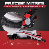 Baumr-AG Sliding Compound Mitre Saw Electric Bench Drop Chop Single Bevel Table Kings Warehouse 