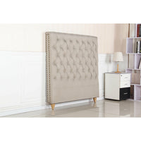 Bed Head Double Size French Provincial Headboard Upholsterd Fabric Beige bedroom furniture Kings Warehouse 