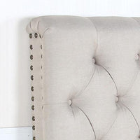 Bed Head Queen Size French Provincial Headboard Upholsterd Fabric Beige Bedroom Kings Warehouse 