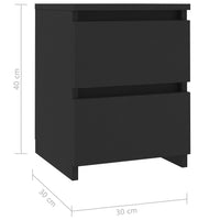 Bedside Cabinet Black 30x30x40 cm Kings Warehouse 