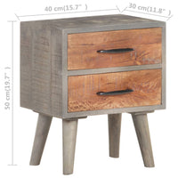 Bedside Cabinet Grey 40x30x50 cm Solid Rough Mango Wood bedroom furniture Kings Warehouse 