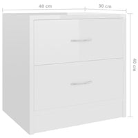 Bedside Cabinet High Gloss White 40x30x40 cm bedroom furniture Kings Warehouse 