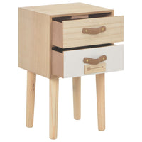 Bedside Cabinet with 2 Drawers 30x25x49.5 cm Solid Pinewood Kings Warehouse 
