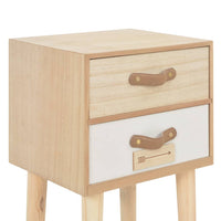 Bedside Cabinet with 2 Drawers 30x25x49.5 cm Solid Pinewood Kings Warehouse 