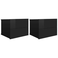 Bedside Cabinets 2 pcs High Gloss Black 40x30x30 cm Kings Warehouse 