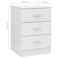 Bedside Cabinets 2 pcs High Gloss White 38x35x56 cm Kings Warehouse 