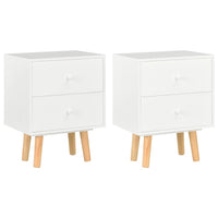 Bedside Cabinets 2 pcs White 40x30x50 cm Solid Pinewood Kings Warehouse 