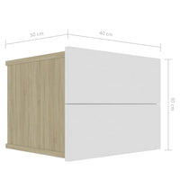 Bedside Cabinets 2 pcs White and Sonoma Oak 40x30x30 cm bedroom furniture Kings Warehouse 