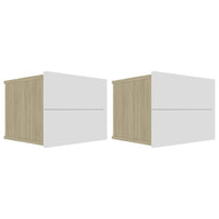 Bedside Cabinets 2 pcs White and Sonoma Oak 40x30x30 cm bedroom furniture Kings Warehouse 