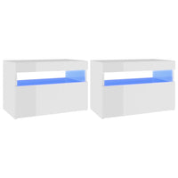 Bedside Cabinets with LED Lights 2 pcs High Gloss White 60x35x40 cm bedroom furniture Kings Warehouse 