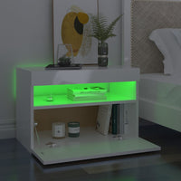 Bedside Cabinets with LED Lights 2 pcs High Gloss White 60x35x40 cm bedroom furniture Kings Warehouse 