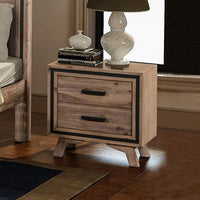 Bedside Table 2 drawer Night Stand with Solid Acacia Storage in Sliver Brush Colour Bedroom Kings Warehouse 
