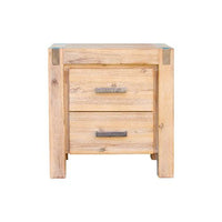 Bedside Table 2 drawers Night Stand Solid Wood Acacia Oak Colour Kings Warehouse 